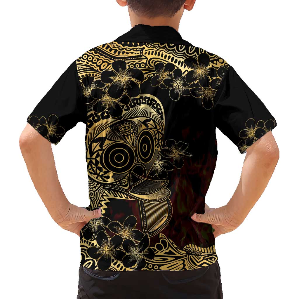 Frangipani Festival Rabaul Kid Hawaiian Shirt PNG Tribal Baining Mask Tattoo - Polynesian Pride