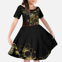 Frangipani Festival Rabaul Kid Short Sleeve Dress PNG Tribal Baining Mask Tattoo - Polynesian Pride