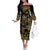 Frangipani Festival Rabaul Off The Shoulder Long Sleeve Dress PNG Tribal Baining Mask Tattoo - Polynesian Pride
