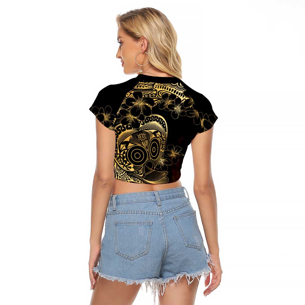 Frangipani Festival Rabaul Raglan Cropped T Shirt PNG Tribal Baining Mask Tattoo - Polynesian Pride
