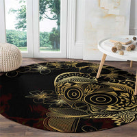 Frangipani Festival Rabaul Round Carpet PNG Tribal Baining Mask Tattoo - Polynesian Pride