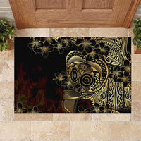 Frangipani Festival Rabaul Rubber Doormat PNG Tribal Baining Mask Tattoo LT14 Black - Polynesian Pride