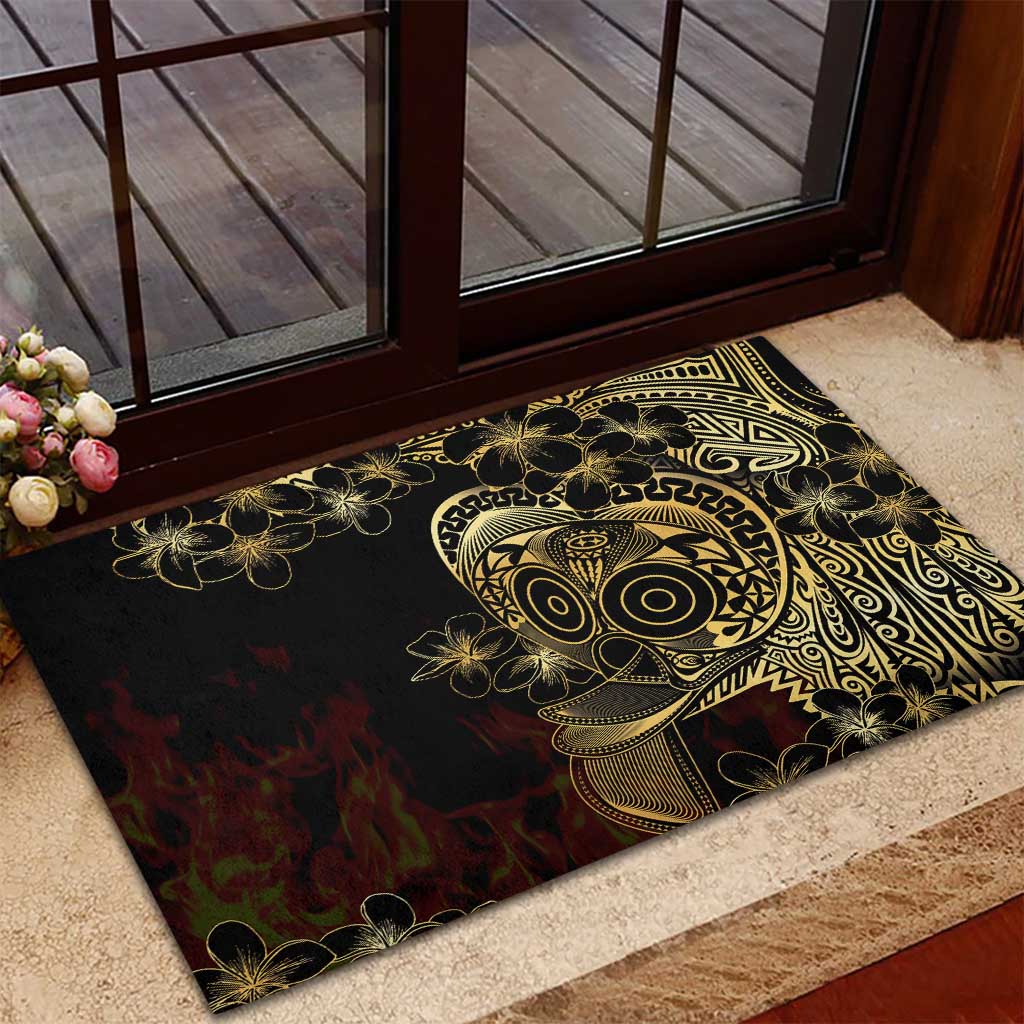 Frangipani Festival Rabaul Rubber Doormat PNG Tribal Baining Mask Tattoo LT14 - Polynesian Pride