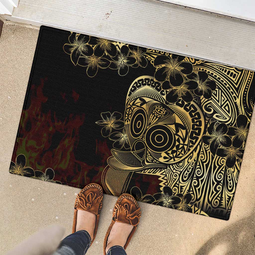 Frangipani Festival Rabaul Rubber Doormat PNG Tribal Baining Mask Tattoo LT14 - Polynesian Pride