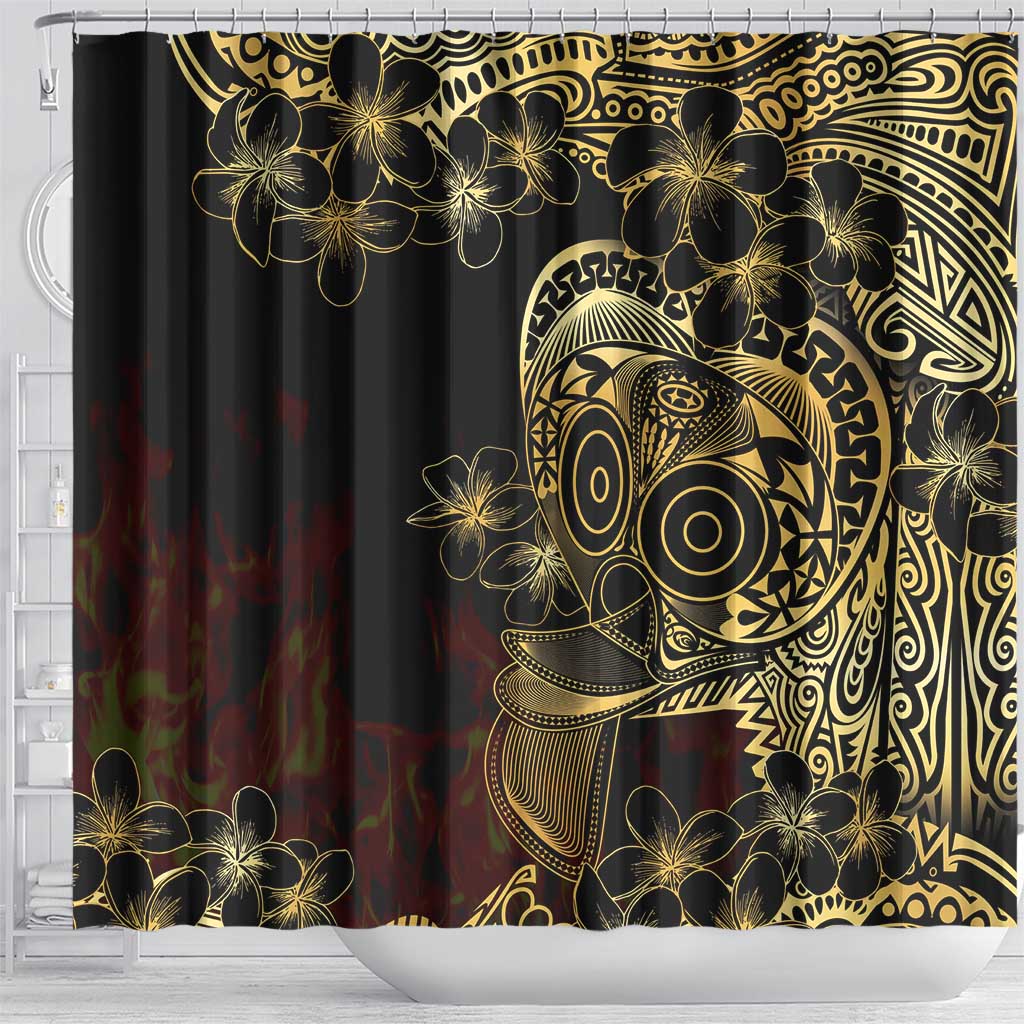 Frangipani Festival Rabaul Shower Curtain PNG Tribal Baining Mask Tattoo - Polynesian Pride