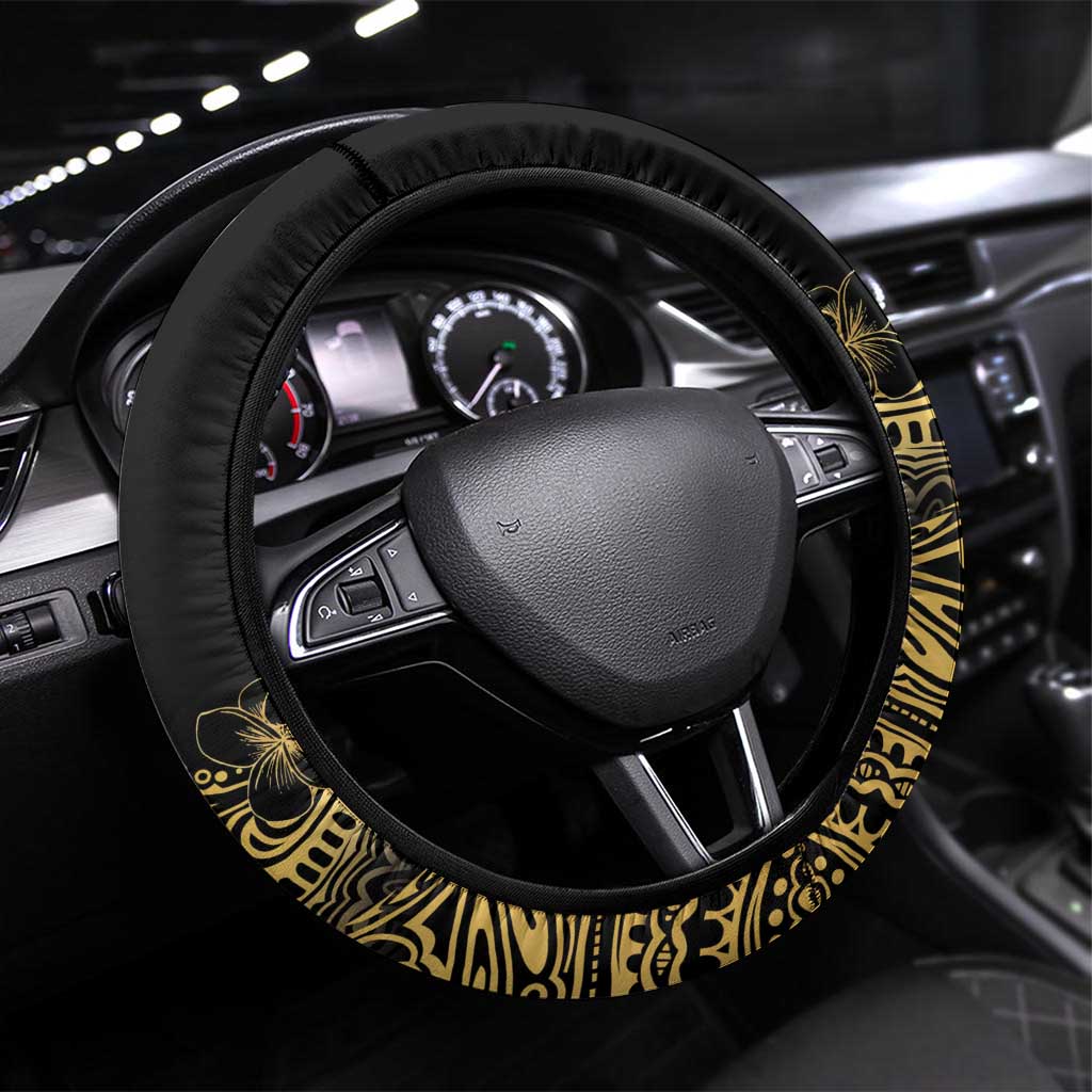 Frangipani Festival Rabaul Steering Wheel Cover PNG Tribal Baining Mask Tattoo - Polynesian Pride