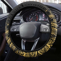 Frangipani Festival Rabaul Steering Wheel Cover PNG Tribal Baining Mask Tattoo - Polynesian Pride
