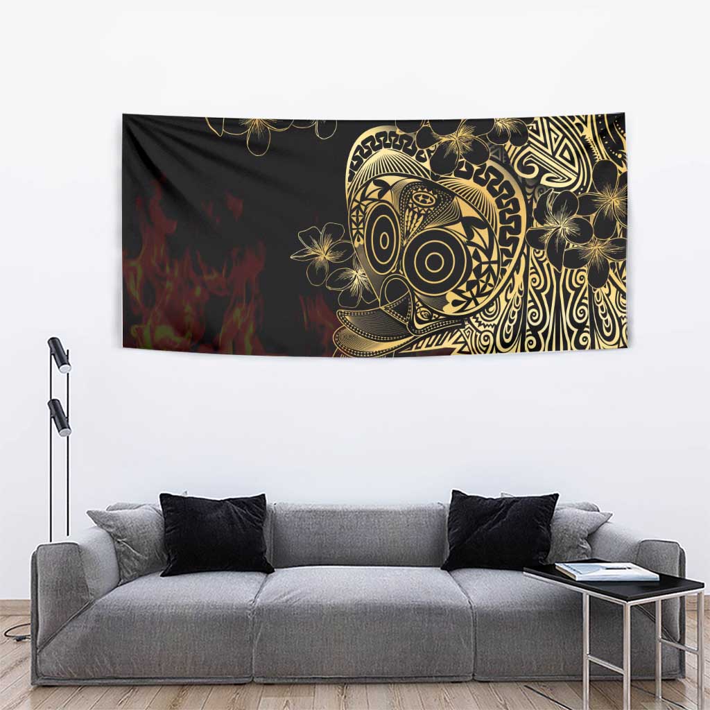 Frangipani Festival Rabaul Tapestry PNG Tribal Baining Mask Tattoo - Polynesian Pride