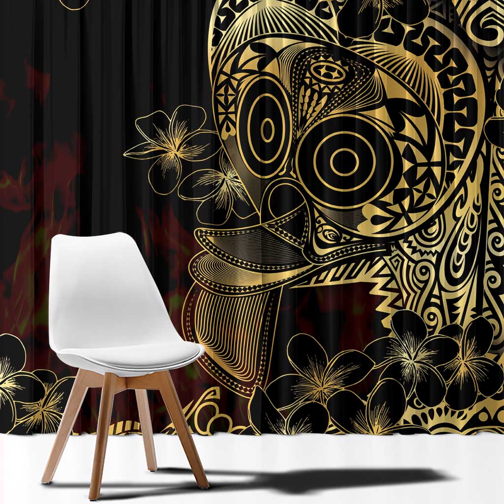 Frangipani Festival Rabaul Window Curtain PNG Tribal Baining Mask Tattoo - Polynesian Pride