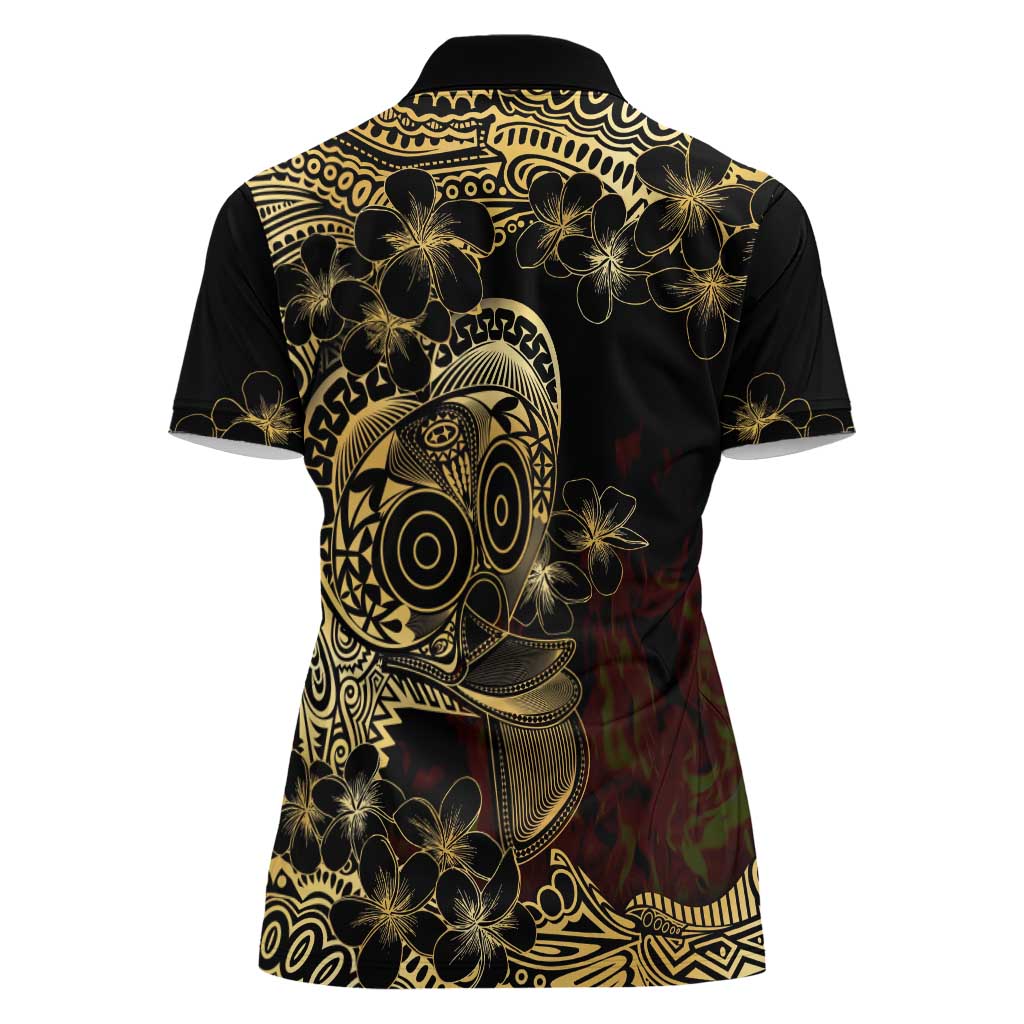 Frangipani Festival Rabaul Women Polo Shirt PNG Tribal Baining Mask Tattoo - Polynesian Pride