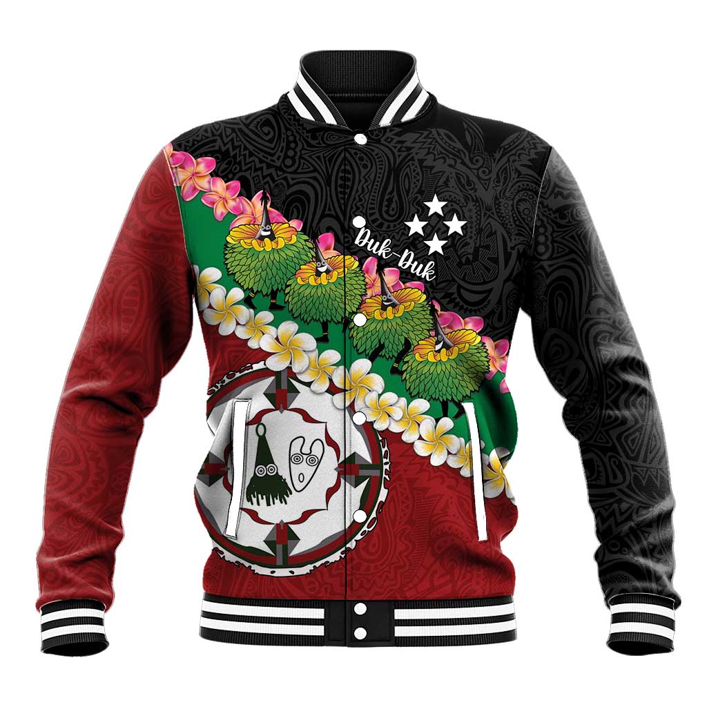 Frangipani Festival Rabaul East New Britain Baseball Jacket Dukduk Dance With Plumeria LT14 Unisex Red - Polynesian Pride