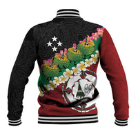 Frangipani Festival Rabaul East New Britain Baseball Jacket Dukduk Dance With Plumeria - Polynesian Pride
