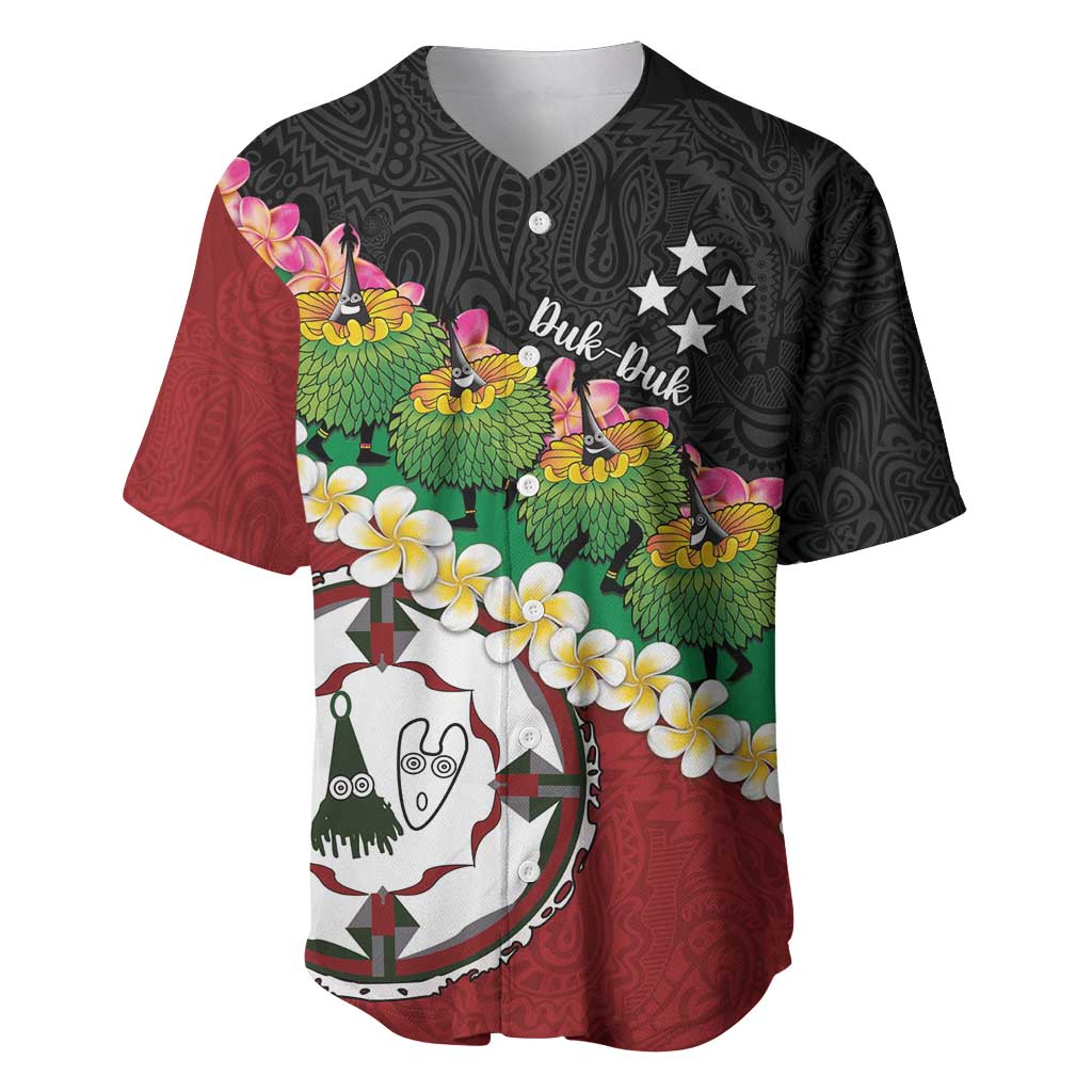 Frangipani Festival Rabaul East New Britain Baseball Jersey Dukduk Dance With Plumeria - Polynesian Pride