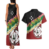 Frangipani Festival Rabaul East New Britain Couples Matching Tank Maxi Dress and Hawaiian Shirt Dukduk Dance With Plumeria - Polynesian Pride