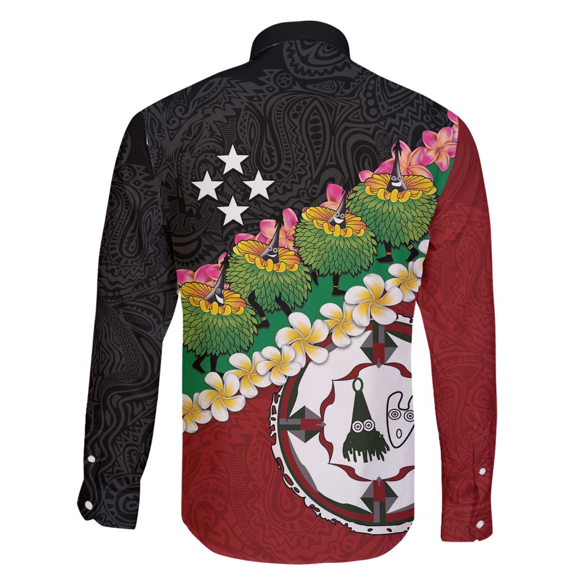 Frangipani Festival Rabaul East New Britain Family Matching Off The Shoulder Long Sleeve Dress and Hawaiian Shirt Dukduk Dance With Plumeria - Polynesian Pride