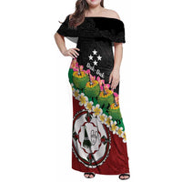 Frangipani Festival Rabaul East New Britain Family Matching Off Shoulder Maxi Dress and Hawaiian Shirt Dukduk Dance With Plumeria - Polynesian Pride