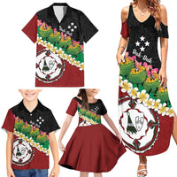 Frangipani Festival Rabaul East New Britain Family Matching Summer Maxi Dress and Hawaiian Shirt Dukduk Dance With Plumeria - Polynesian Pride