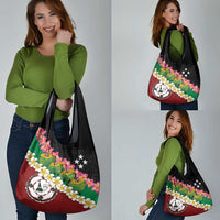 Frangipani Festival Rabaul East New Britain Grocery Bag Dukduk Dance With Plumeria - Polynesian Pride