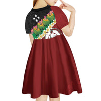 Frangipani Festival Rabaul East New Britain Kid Short Sleeve Dress Dukduk Dance With Plumeria - Polynesian Pride