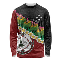 Frangipani Festival Rabaul East New Britain Long Sleeve Shirt Dukduk Dance With Plumeria - Polynesian Pride