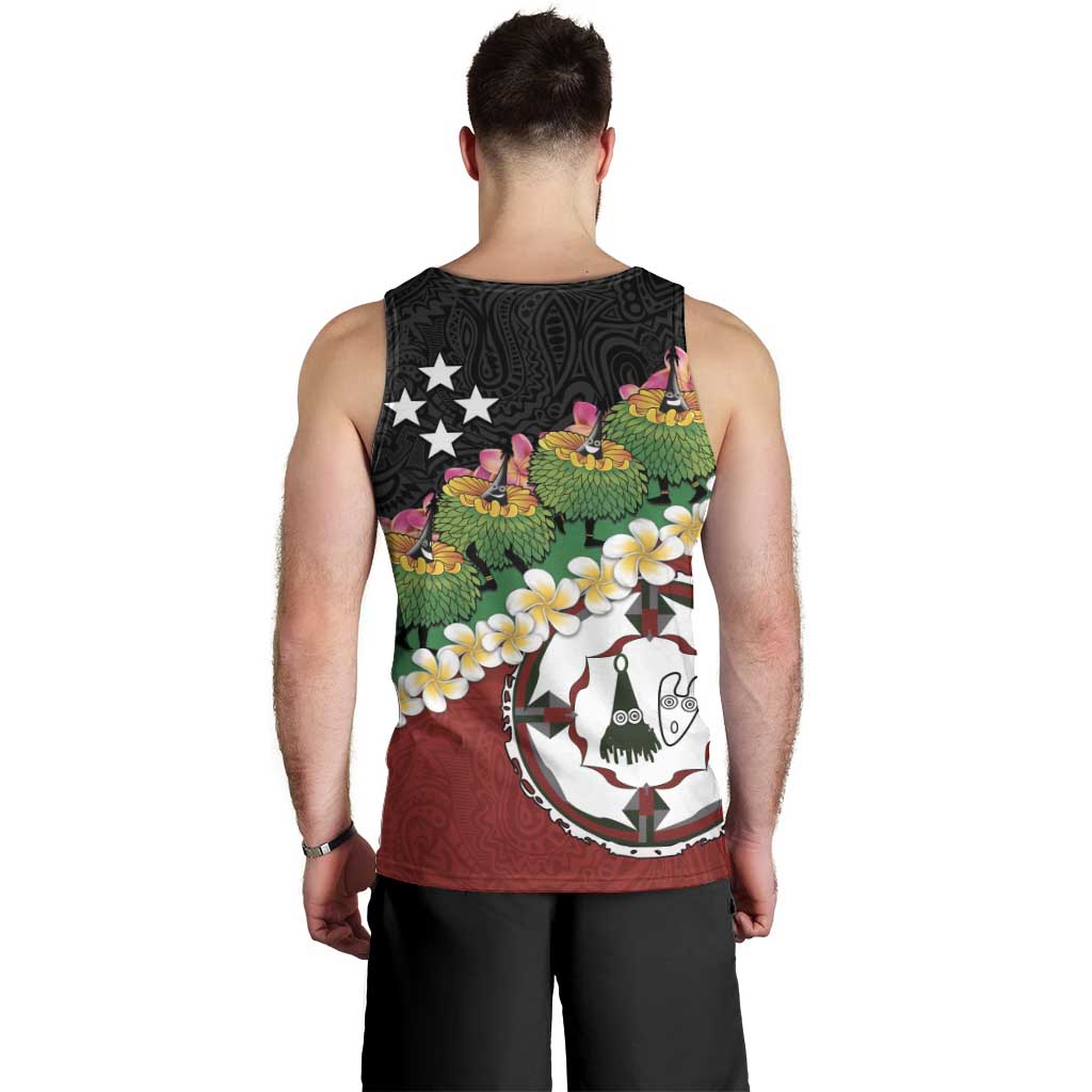 Frangipani Festival Rabaul East New Britain Men Tank Top Dukduk Dance With Plumeria - Polynesian Pride
