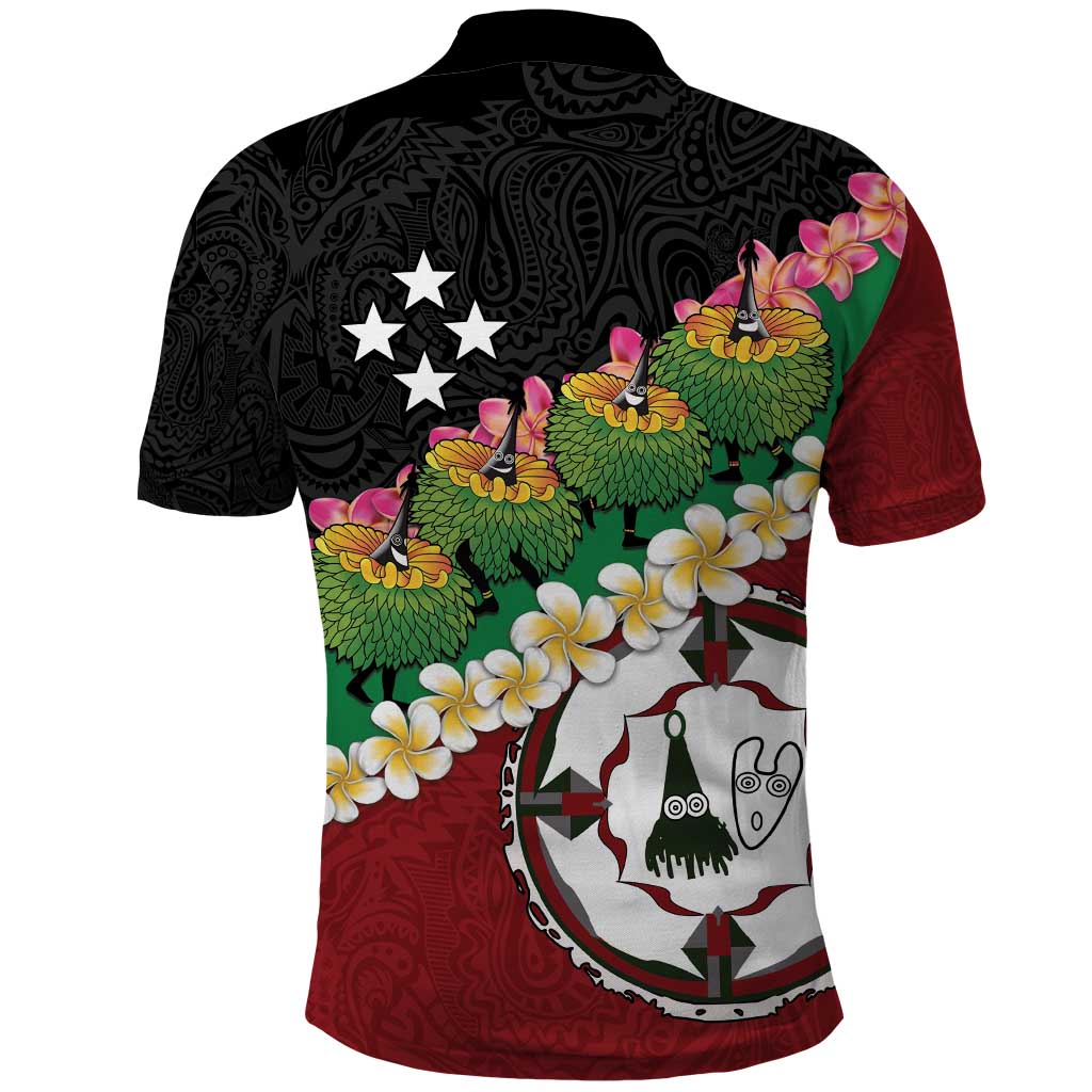 Frangipani Festival Rabaul East New Britain Polo Shirt Dukduk Dance With Plumeria - Polynesian Pride