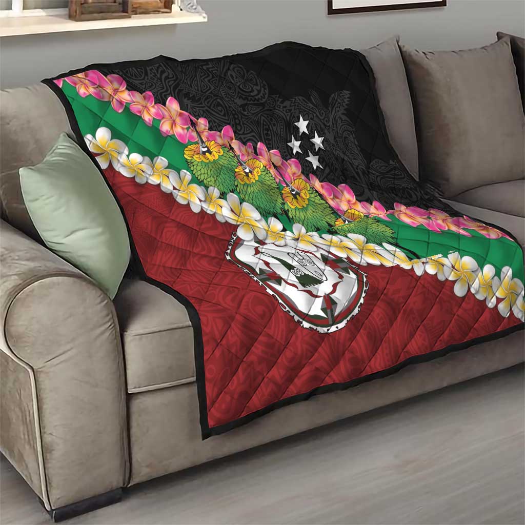 Frangipani Festival Rabaul East New Britain Quilt Dukduk Dance With Plumeria - Polynesian Pride