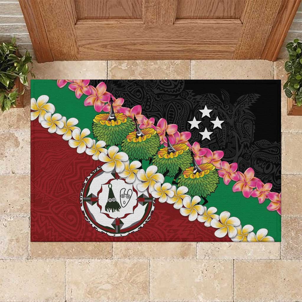 Frangipani Festival Rabaul East New Britain Rubber Doormat Dukduk Dance With Plumeria - Polynesian Pride