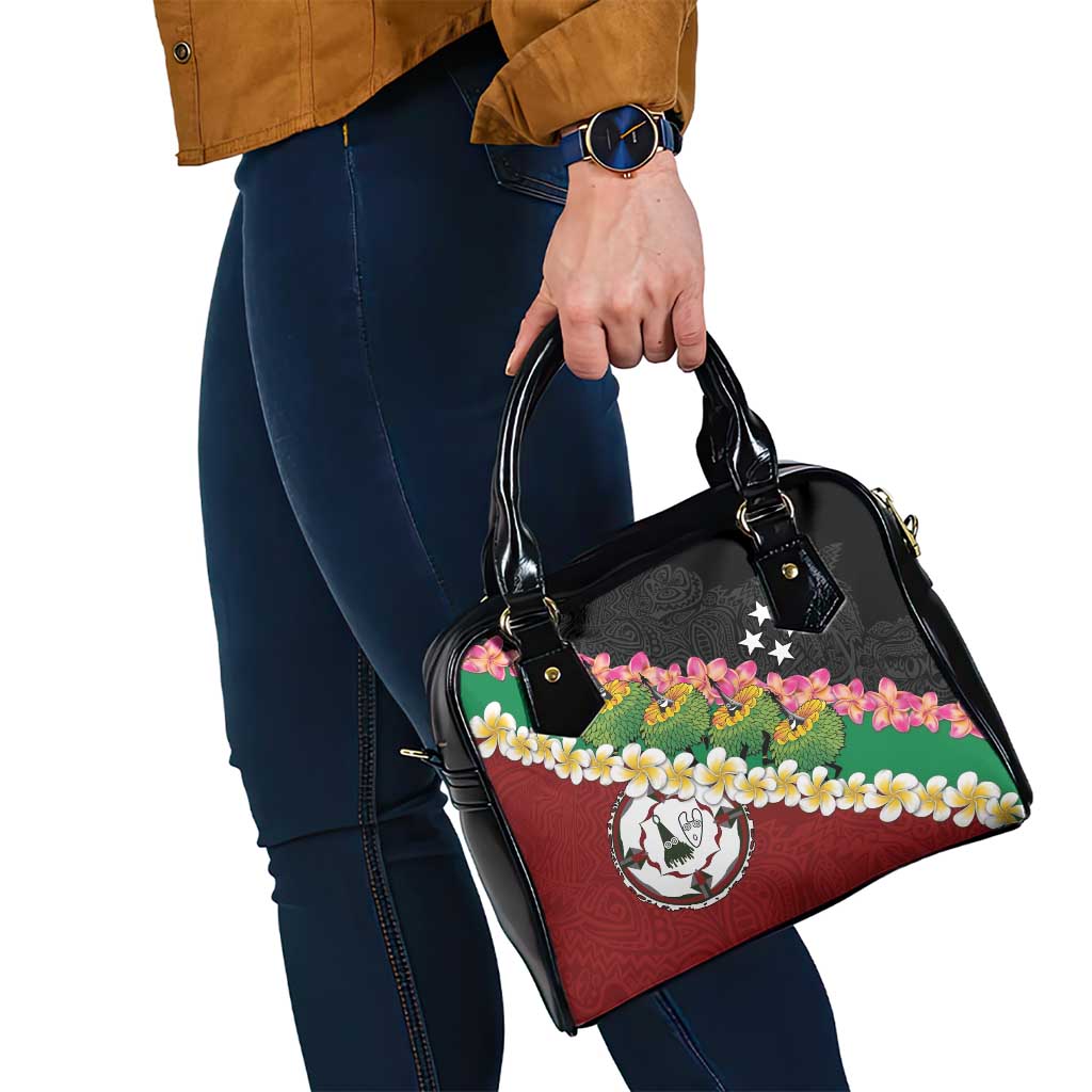 Frangipani Festival Rabaul East New Britain Shoulder Handbag Dukduk Dance With Plumeria - Polynesian Pride