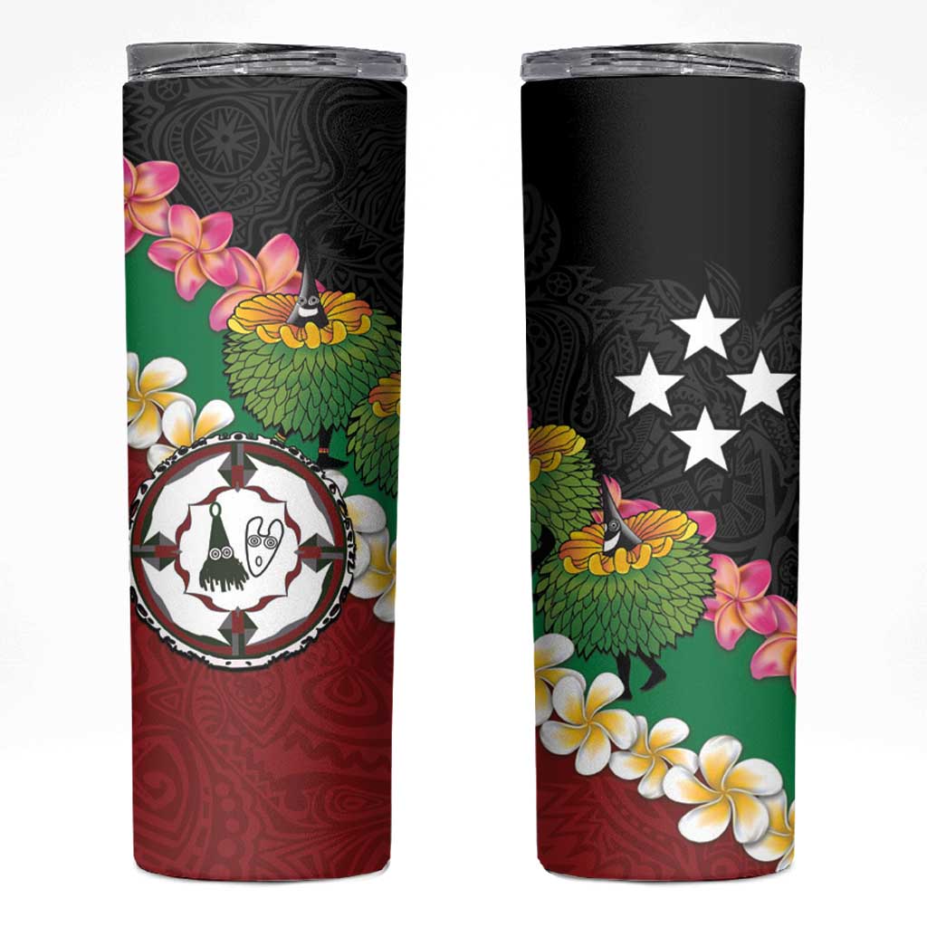 Frangipani Festival Rabaul East New Britain Skinny Tumbler Dukduk Dance With Plumeria - Polynesian Pride
