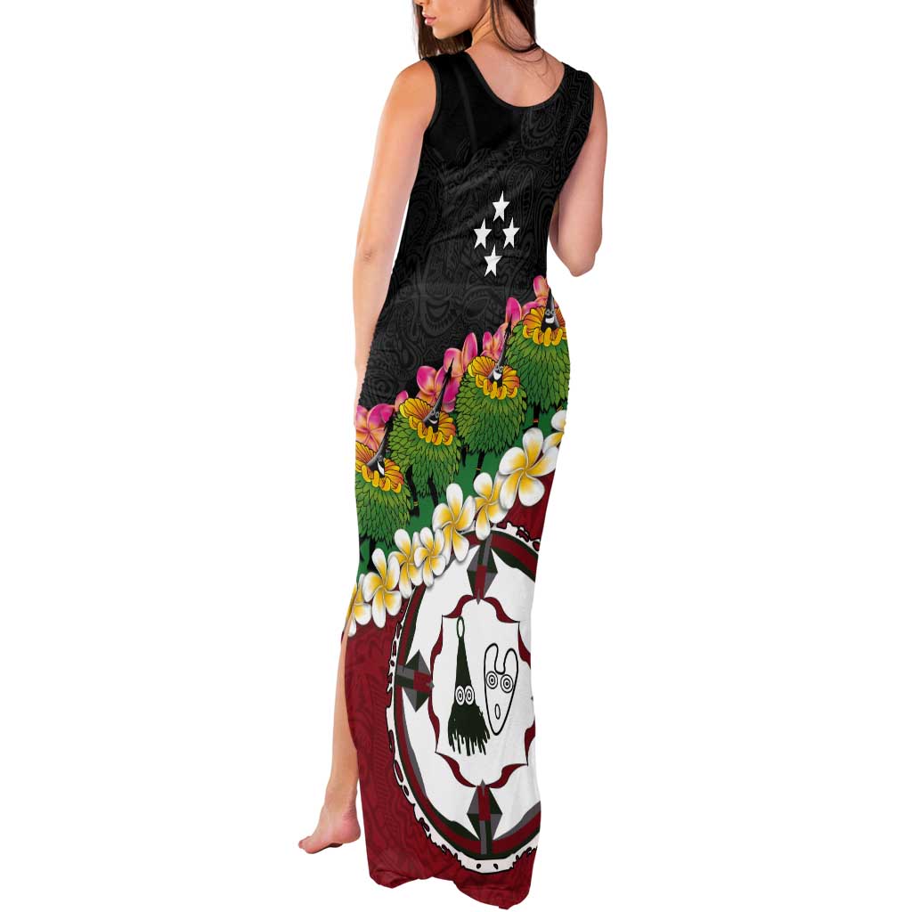 Frangipani Festival Rabaul East New Britain Tank Maxi Dress Dukduk Dance With Plumeria - Polynesian Pride