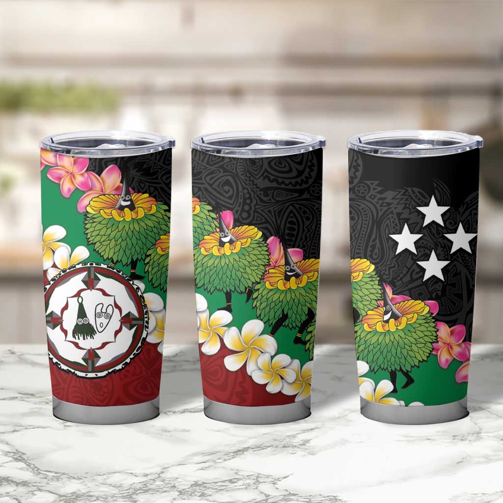 Frangipani Festival Rabaul East New Britain Tumbler Cup Dukduk Dance With Plumeria - Polynesian Pride