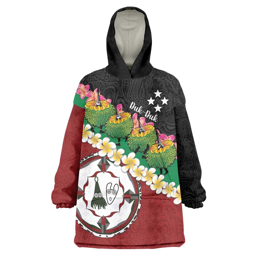 Frangipani Festival Rabaul East New Britain Wearable Blanket Hoodie Dukduk Dance With Plumeria - Polynesian Pride