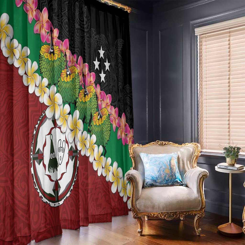 Frangipani Festival Rabaul East New Britain Window Curtain Dukduk Dance With Plumeria - Polynesian Pride