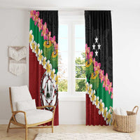 Frangipani Festival Rabaul East New Britain Window Curtain Dukduk Dance With Plumeria - Polynesian Pride