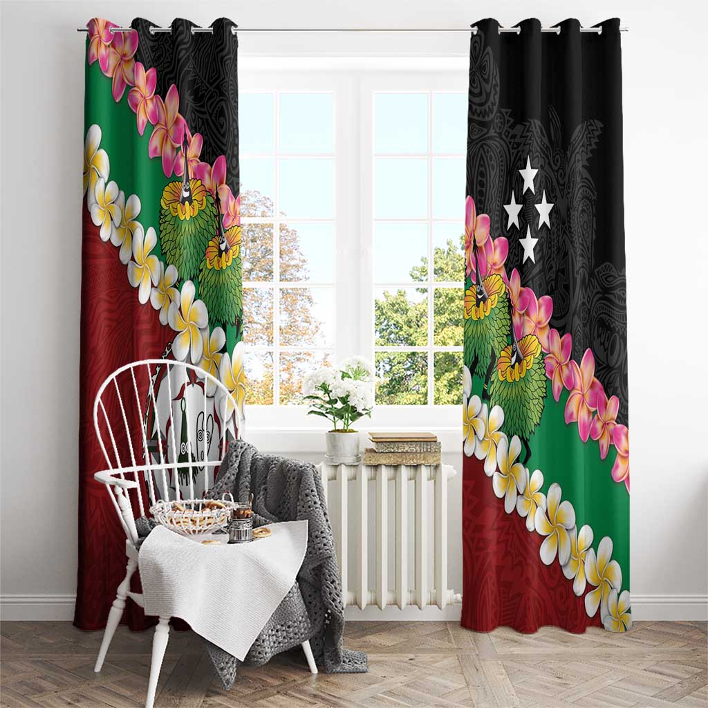 Frangipani Festival Rabaul East New Britain Window Curtain Dukduk Dance With Plumeria - Polynesian Pride