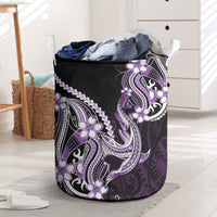 Purple Black Aloha Hawaii Laundry Basket Polynesian Shark Tattoo Plumeria