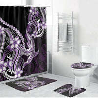 Purple Black Aloha Hawaii Bathroom Set Polynesian Shark Tattoo Plumeria