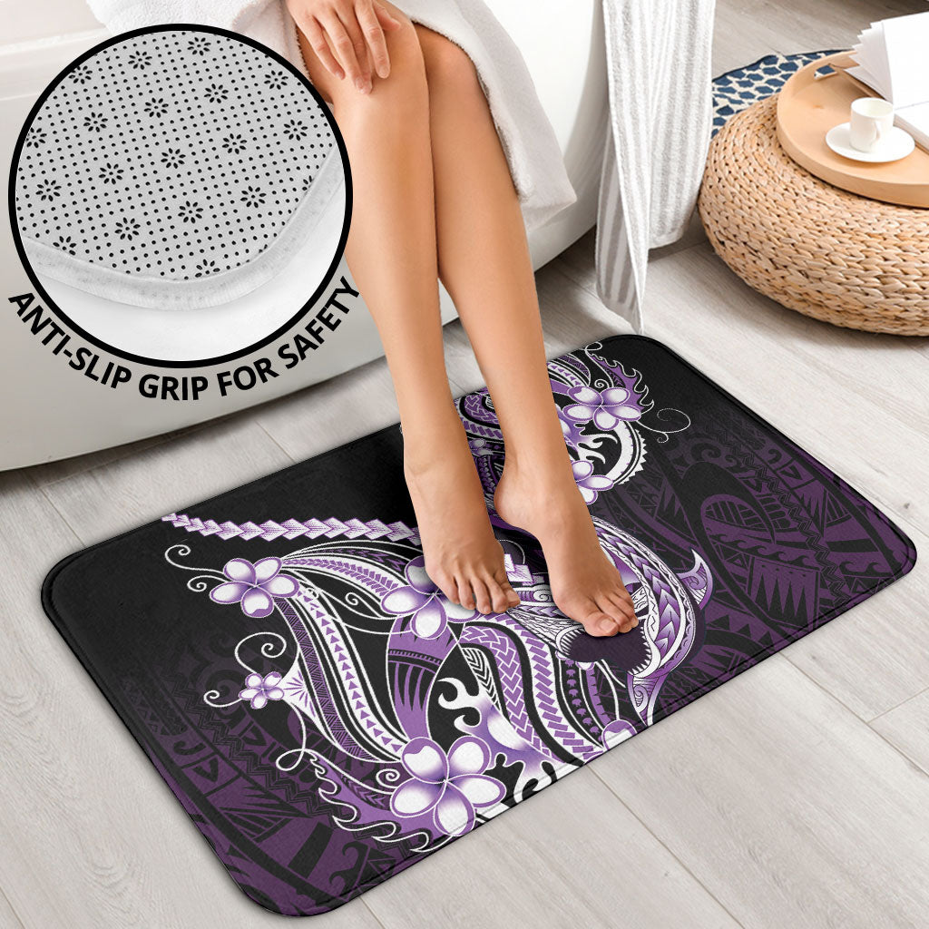 Purple Black Aloha Hawaii Bathroom Set Polynesian Shark Tattoo Plumeria
