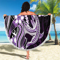 Purple Black Aloha Hawaii Beach Blanket Polynesian Shark Tattoo Plumeria