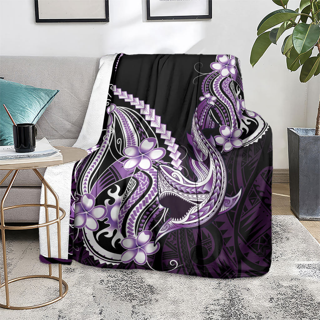 Purple Black Aloha Hawaii Blanket Polynesian Shark Tattoo Plumeria
