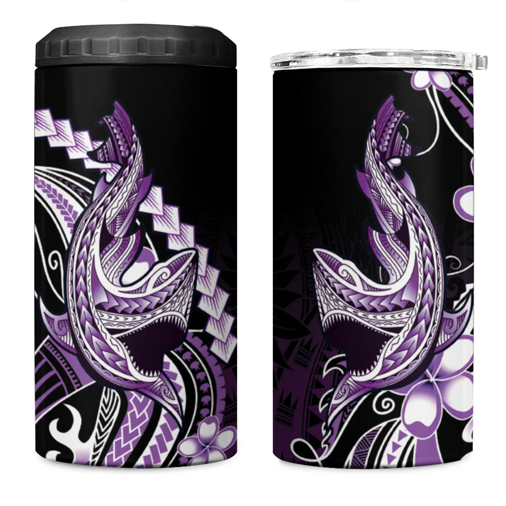 Purple Black Aloha Hawaii 4 in 1 Can Cooler Tumbler Polynesian Shark Tattoo Plumeria LT14 One Size: 16 oz Purple - Polynesian Pride