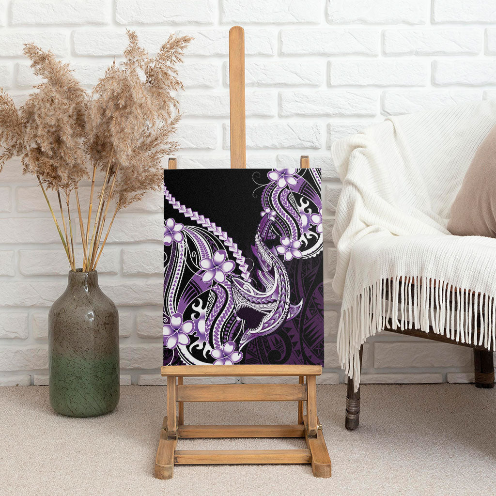 Purple Black Aloha Hawaii Canvas Wall Art Polynesian Shark Tattoo Plumeria