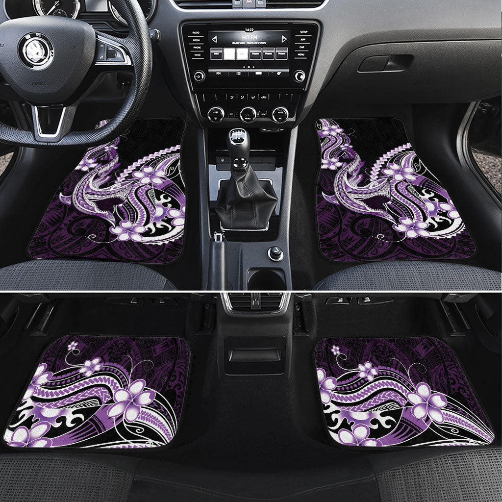 Purple Black Aloha Hawaii Car Mats Polynesian Shark Tattoo Plumeria LT14 Set 4pcs Purple - Polynesian Pride