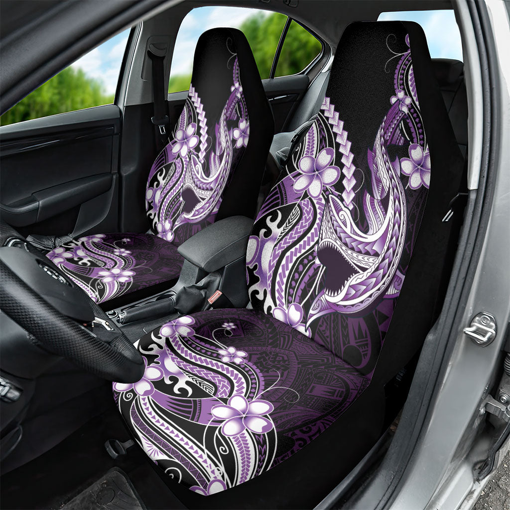 Purple Black Aloha Hawaii Car Seat Cover Polynesian Shark Tattoo Plumeria