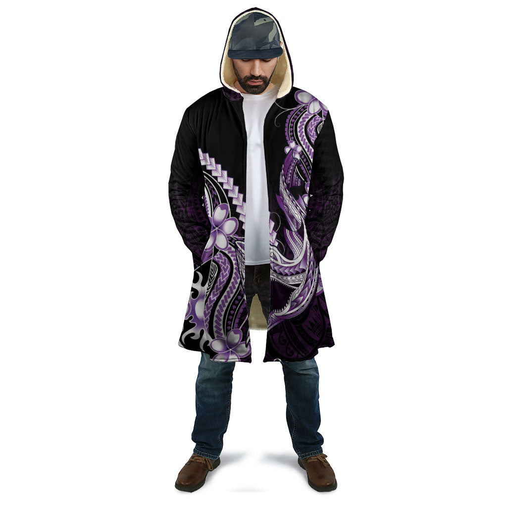 Purple Black Aloha Hawaii Cloak Polynesian Shark Tattoo Plumeria