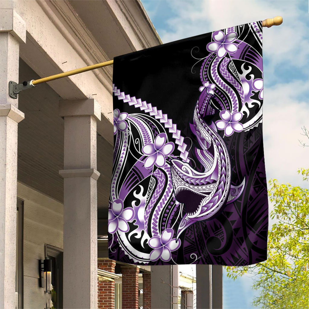 Purple Black Aloha Hawaii Garden Flag Polynesian Shark Tattoo Plumeria LT14 House Flag Purple - Polynesian Pride