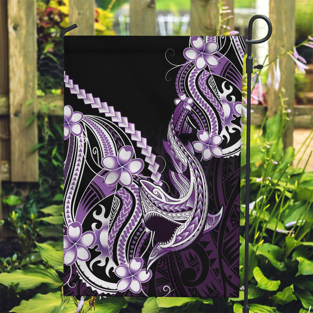 Purple Black Aloha Hawaii Garden Flag Polynesian Shark Tattoo Plumeria