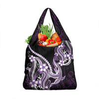 Purple Black Aloha Hawaii Grocery Bag Polynesian Shark Tattoo Plumeria
