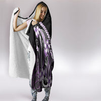 Purple Black Aloha Hawaii Hooded Blanket Polynesian Shark Tattoo Plumeria